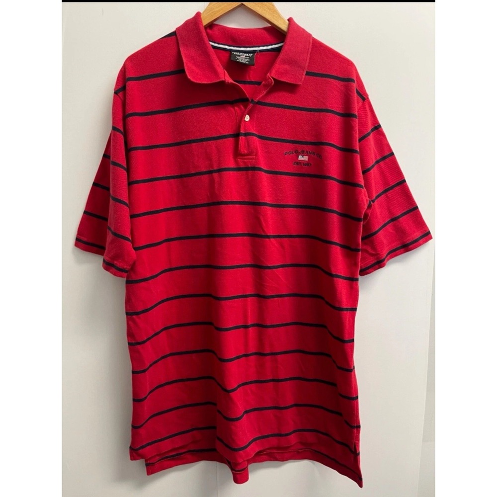 Polo Jeans Co. Ralph Lauren Men's Size L Striped Polo Shirt Red Flag Logo